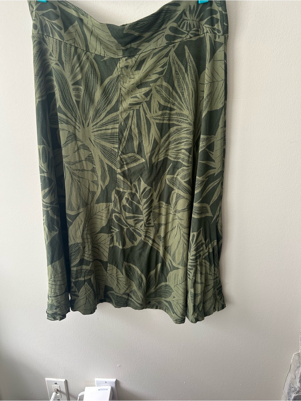 Joe Fresh Olive Green Leaf-Print A-Line Skirt